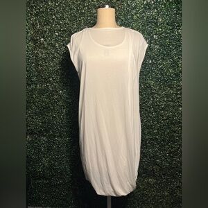 DRIFTER White Sleeveless two layered bubble midi Dress Small